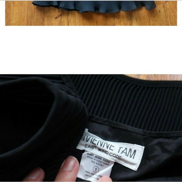 Vtg VIVIENNE TAM East Wind Code Chiffon Accordion Pleated Sheath Dress 1 Fits 2 - Picture 3 of 3